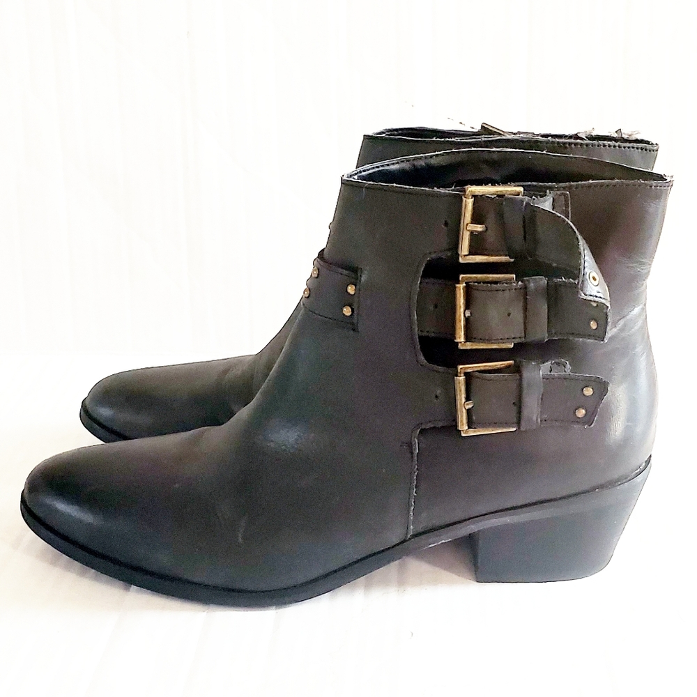 JOIE Leather Buckle Ankle Bootie Size 7 - Picture 1 of 6